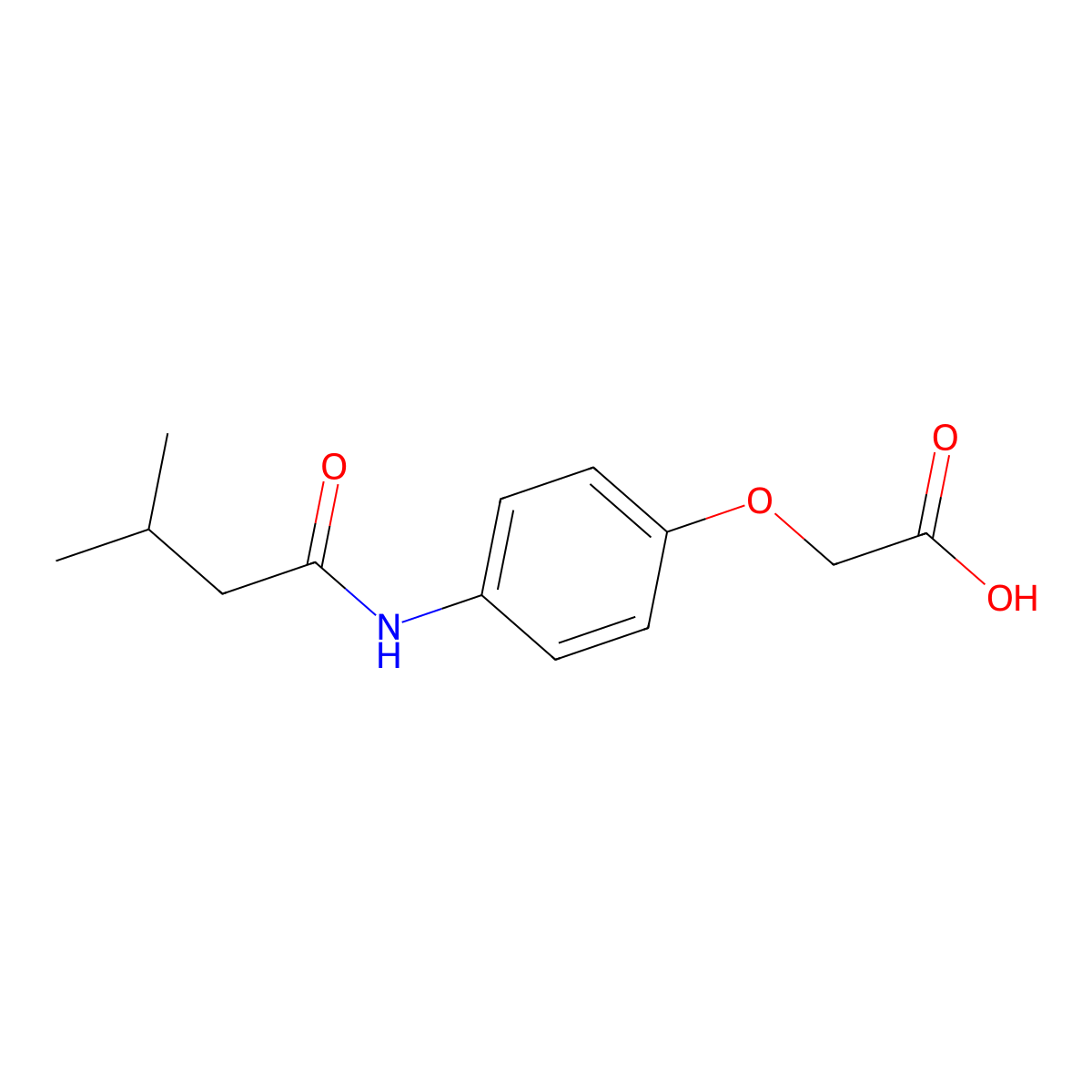 {4-[(3-Methylbutanoyl)amino]phenoxy}acetic acid molecular structure, CAS 404585-36-0