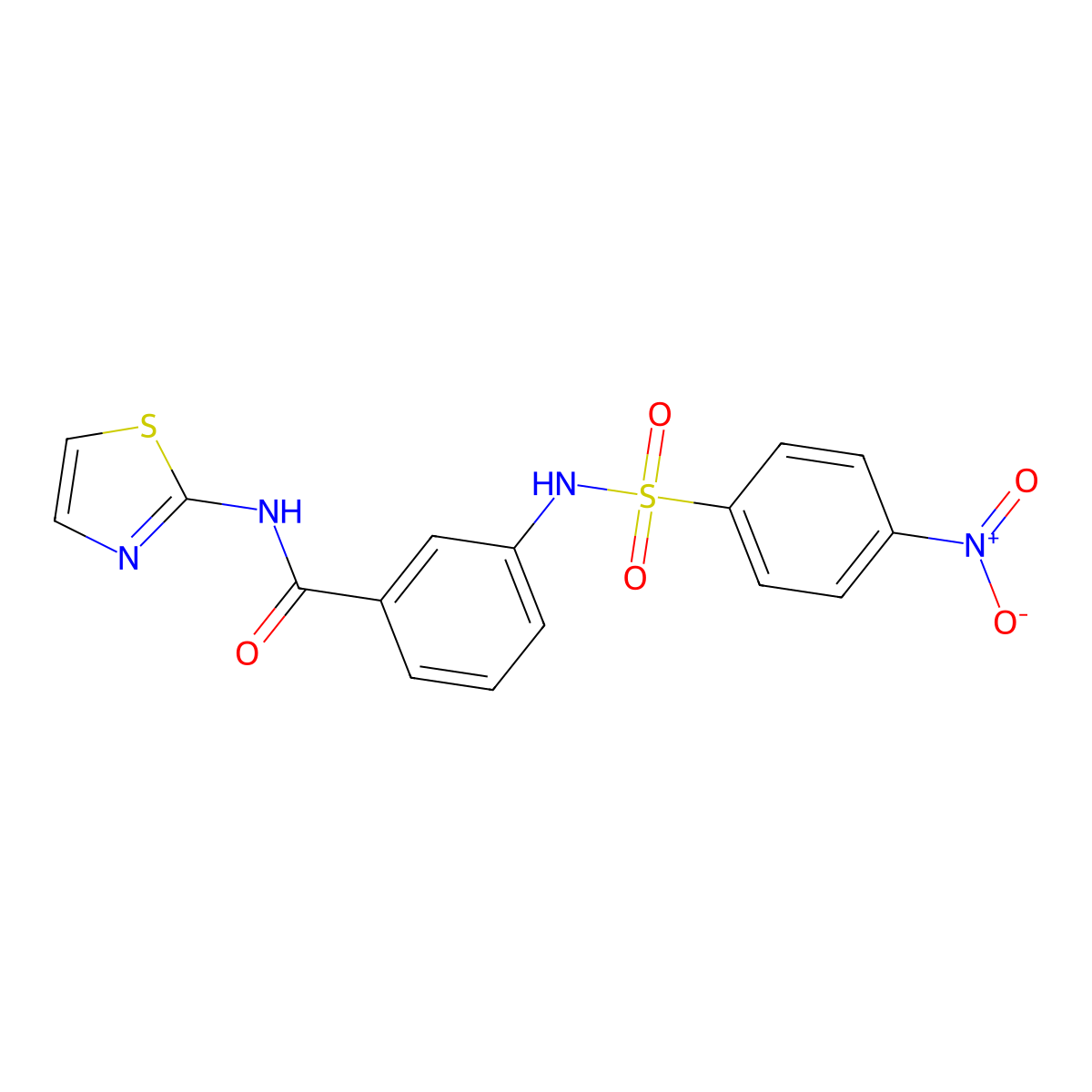 3-{[(4-nitrophenyl)sulfonyl]amino}-N-(1,3-thiazol-2-yl)benzamide molecular structure, CAS 404585-45-1