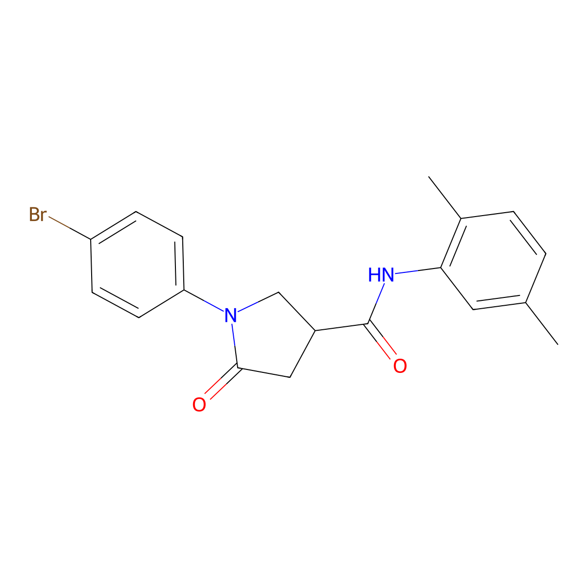 1-(4-bromophenyl)-N-(2,5-dimethylphenyl)-5-oxopyrrolidine-3-carboxamide molecular structure, CAS 404586-39-6