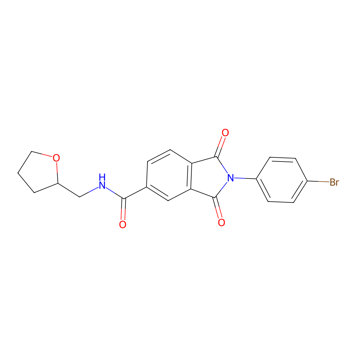 2-(4-bromophenyl)-1,3-dioxo-N-(oxolan-2-ylmethyl)isoindole-5-carboxamide molecular structure, CAS 404590-90-5