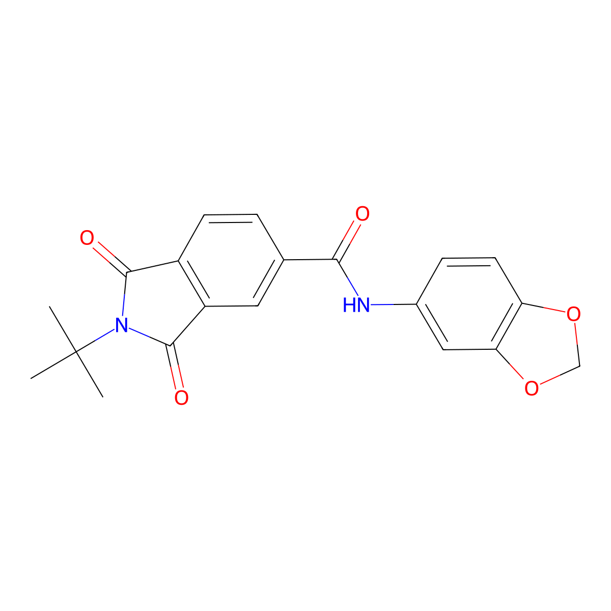 N-(1,3-benzodioxol-5-yl)-2-tert-butyl-1,3-dioxoisoindole-5-carboxamide molecular structure, CAS 404591-19-1