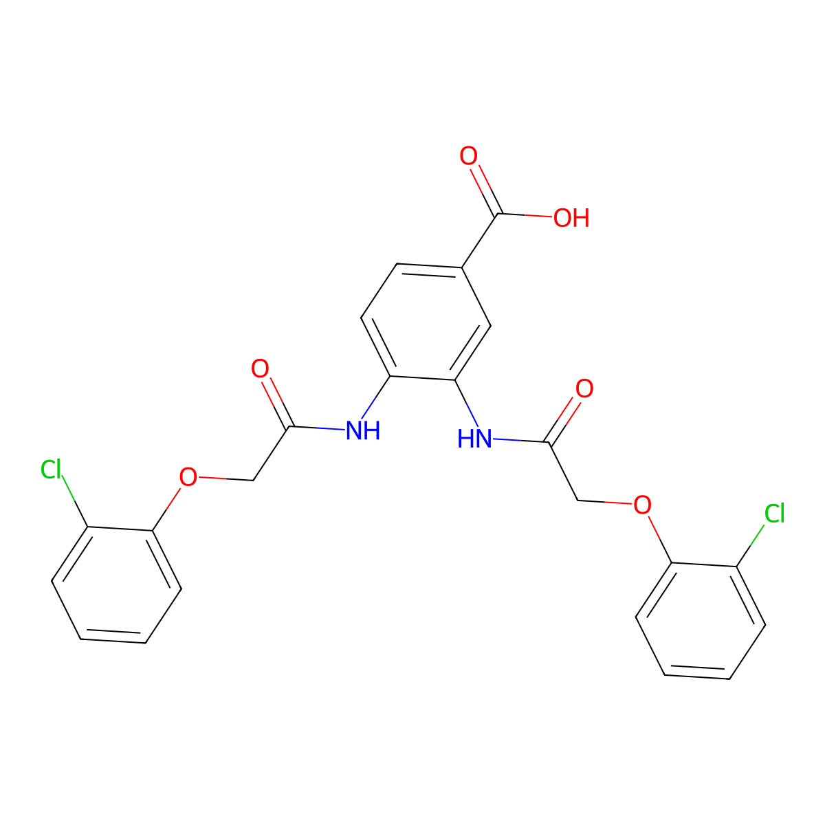 3,4-Bis{[(2-chlorophenoxy)acetyl]amino}benzoic acid molecular structure, CAS 404592-22-9