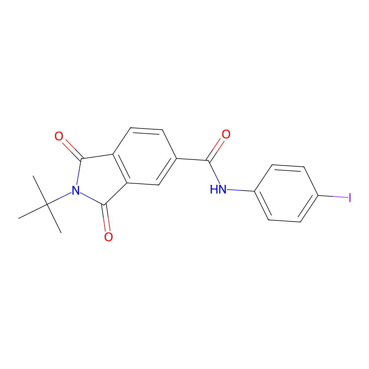 2-tert-butyl-N-(4-iodophenyl)-1,3-dioxoisoindole-5-carboxamide molecular structure, CAS 404593-43-7