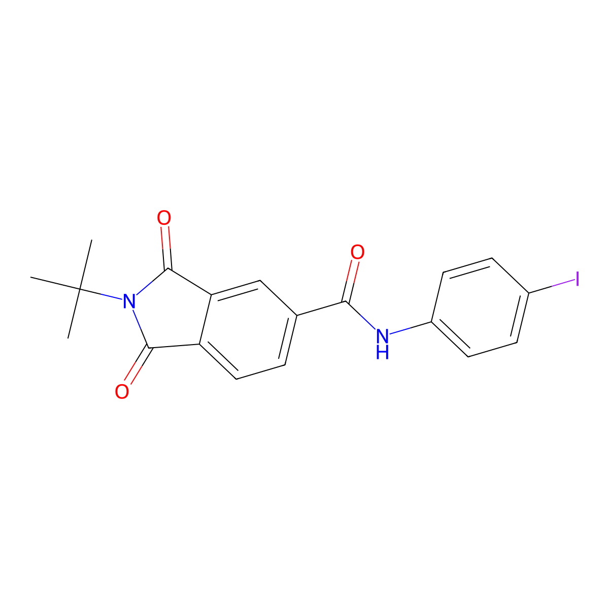 2-tert-butyl-N-(4-iodophenyl)-1,3-dioxoisoindole-5-carboxamide molecular structure, CAS 404593-43-7