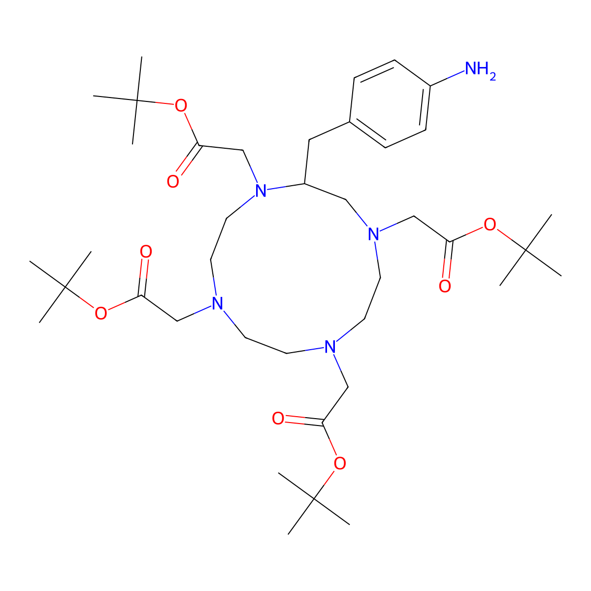 Tetra-tert-butyl 2,2',2'',2'''-(2-(4-aminobenzyl)-1,4,7,10-tetraazacyclododecane-1,4,7,10-tetrayl)tetraacetate molecular structure, CAS 404595-97-7