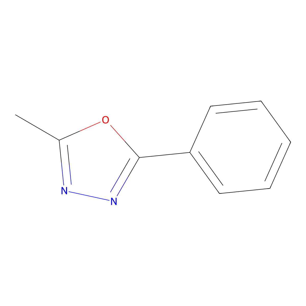 Methyl phenyl-1,3,4-oxadiazole molecular structure, CAS 4046-03-1