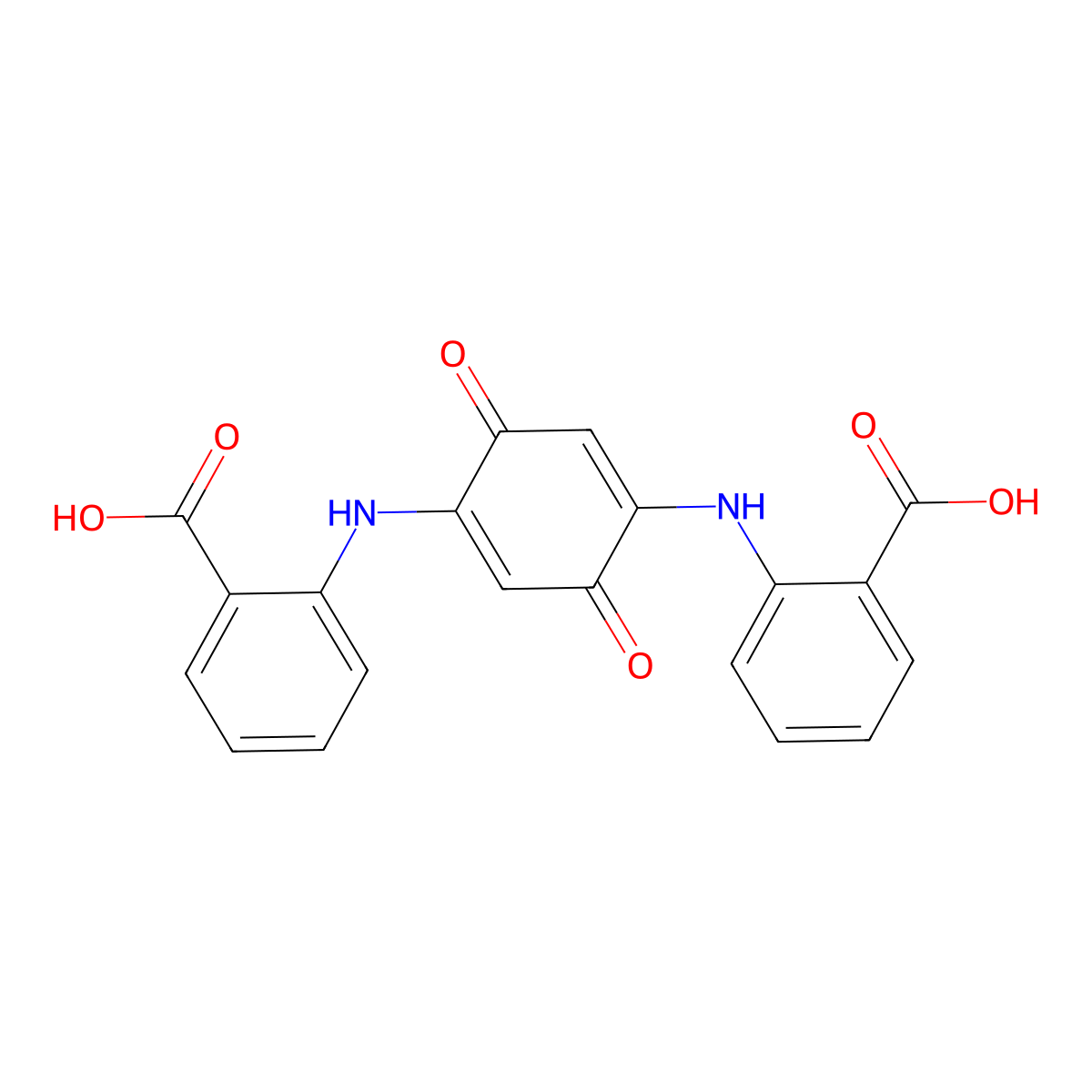 2-[[4-(2-Carboxyanilino)-3,6-dioxocyclohexa-1,4-dien-1-yl]amino]benzoic acid molecular structure, CAS 4046-39-3