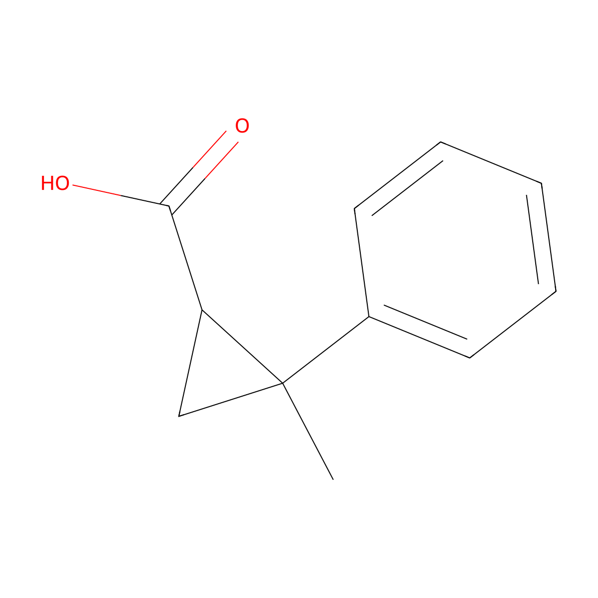 2-Methyl-2-phenylcyclopropane-1-carboxylic acid molecular structure, CAS 40474-21-3
