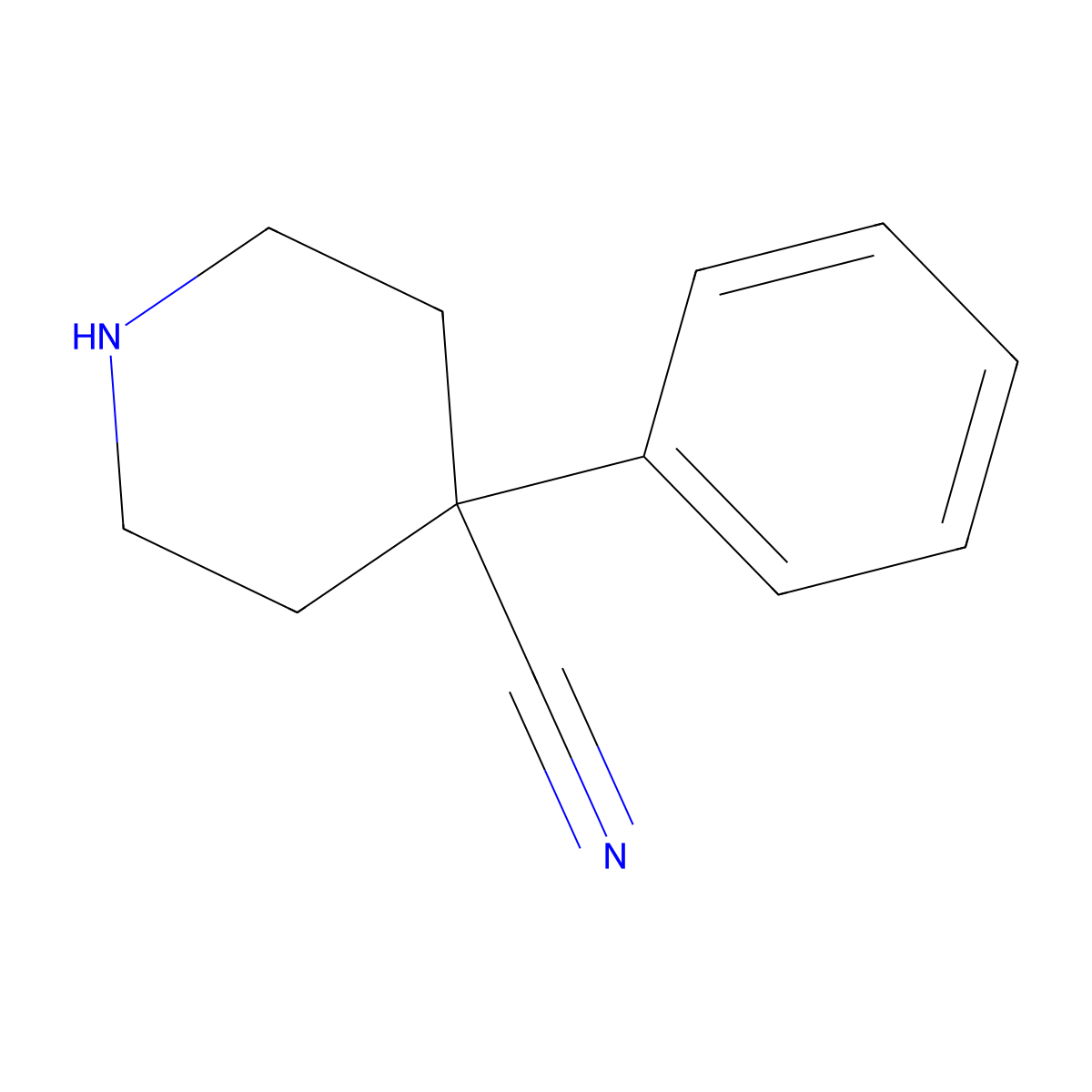 4-Piperidinecarbonitrile, 4-phenyl- molecular structure, CAS 40481-13-8