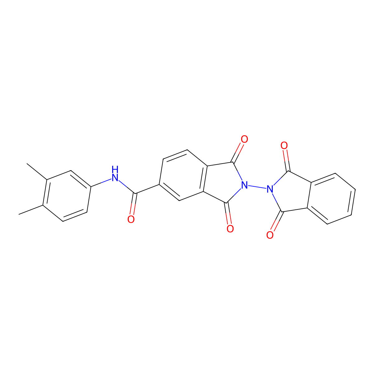 N-(3,4-dimethylphenyl)-2-(1,3-dioxoisoindol-2-yl)-1,3-dioxoisoindole-5-carboxamide molecular structure, CAS 404830-68-8