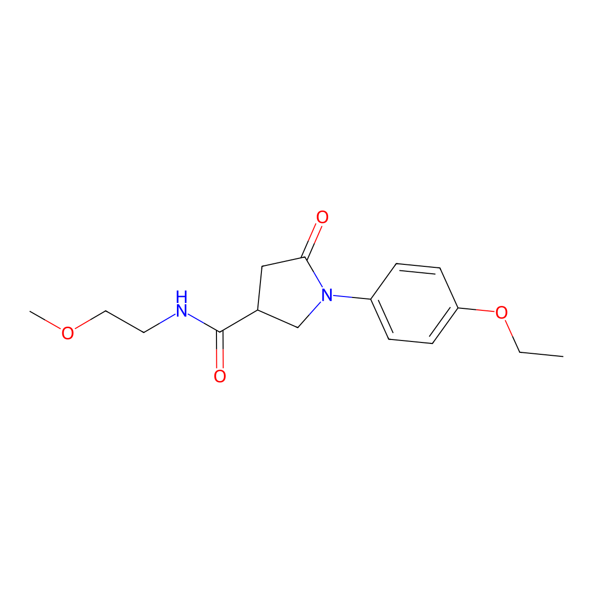 1-(4-ethoxyphenyl)-N-(2-methoxyethyl)-5-oxopyrrolidine-3-carboxamide molecular structure, CAS 404830-96-2
