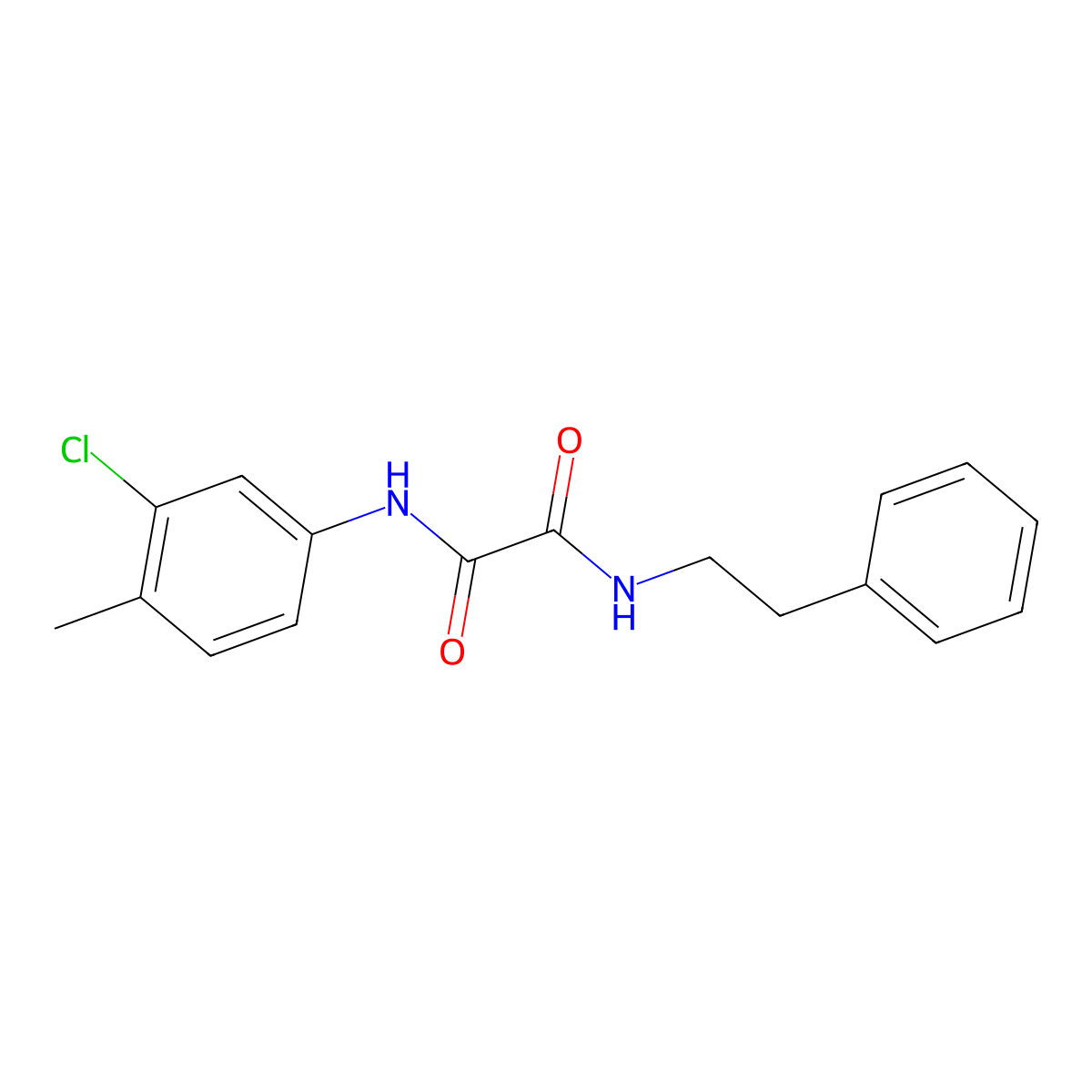 N-(3-chloro-4-methylphenyl)-N'-(2-phenylethyl)ethanediamide molecular structure, CAS 404831-55-6