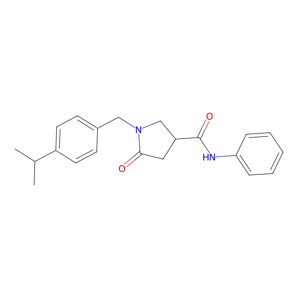 5-oxo-N-phenyl-1-[(4-propan-2-ylphenyl)methyl]pyrrolidine-3-carboxamide molecular structure, CAS 404831-88-5
