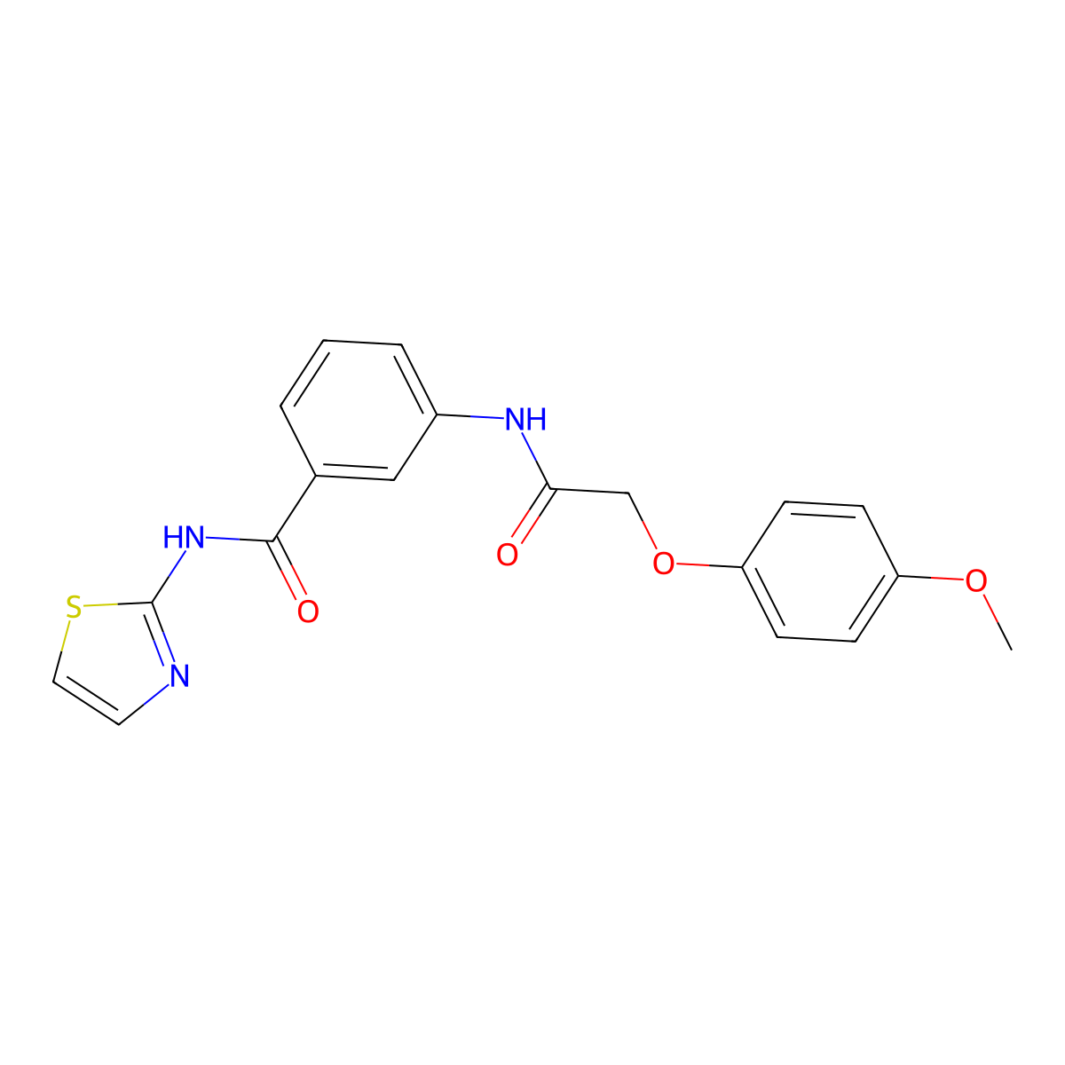 3-{[(4-methoxyphenoxy)acetyl]amino}-N-(1,3-thiazol-2-yl)benzamide molecular structure, CAS 404833-19-8