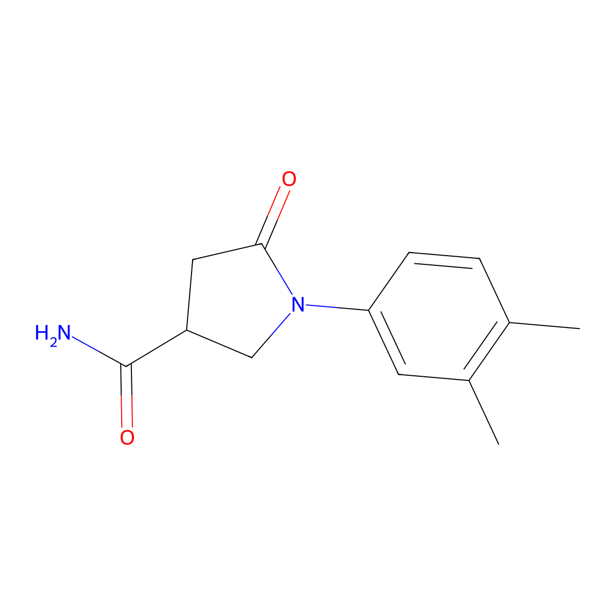 1-(3,4-Dimethylphenyl)-5-oxopyrrolidine-3-carboxamide molecular structure, CAS 404835-53-6