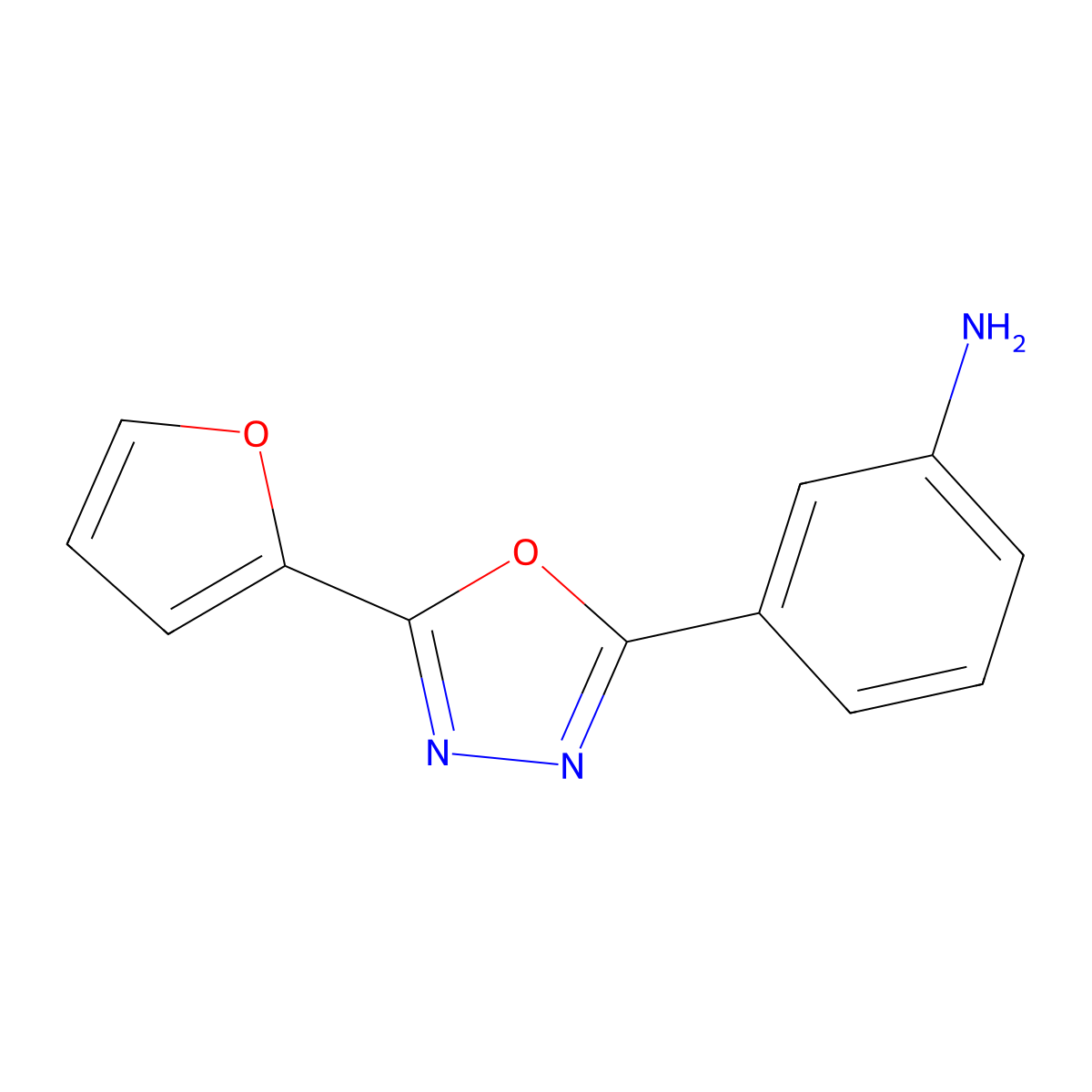 3-[5-(Furan-2-yl)-1,3,4-oxadiazol-2-yl]aniline molecular structure, CAS 404836-52-8