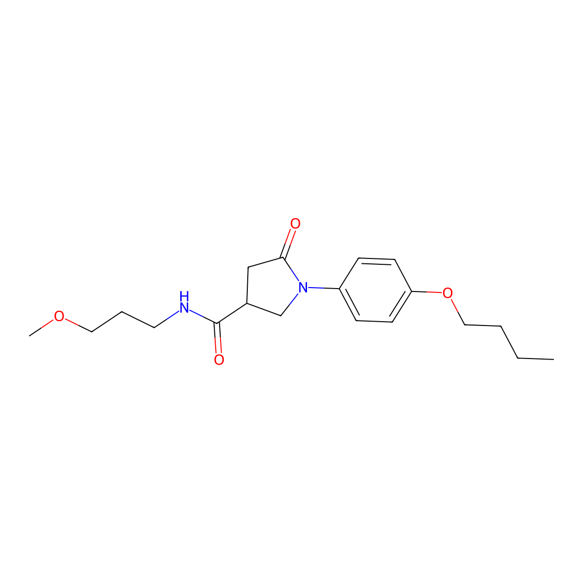1-(4-butoxyphenyl)-N-(3-methoxypropyl)-5-oxopyrrolidine-3-carboxamide molecular structure, CAS 404836-95-9