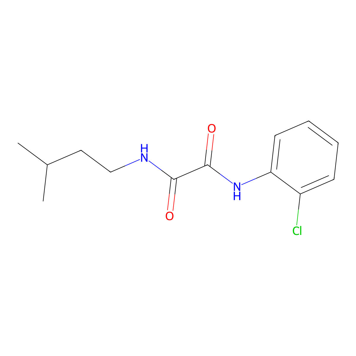 N'-(2-chlorophenyl)-N-(3-methylbutyl)oxamide molecular structure, CAS 404837-10-1