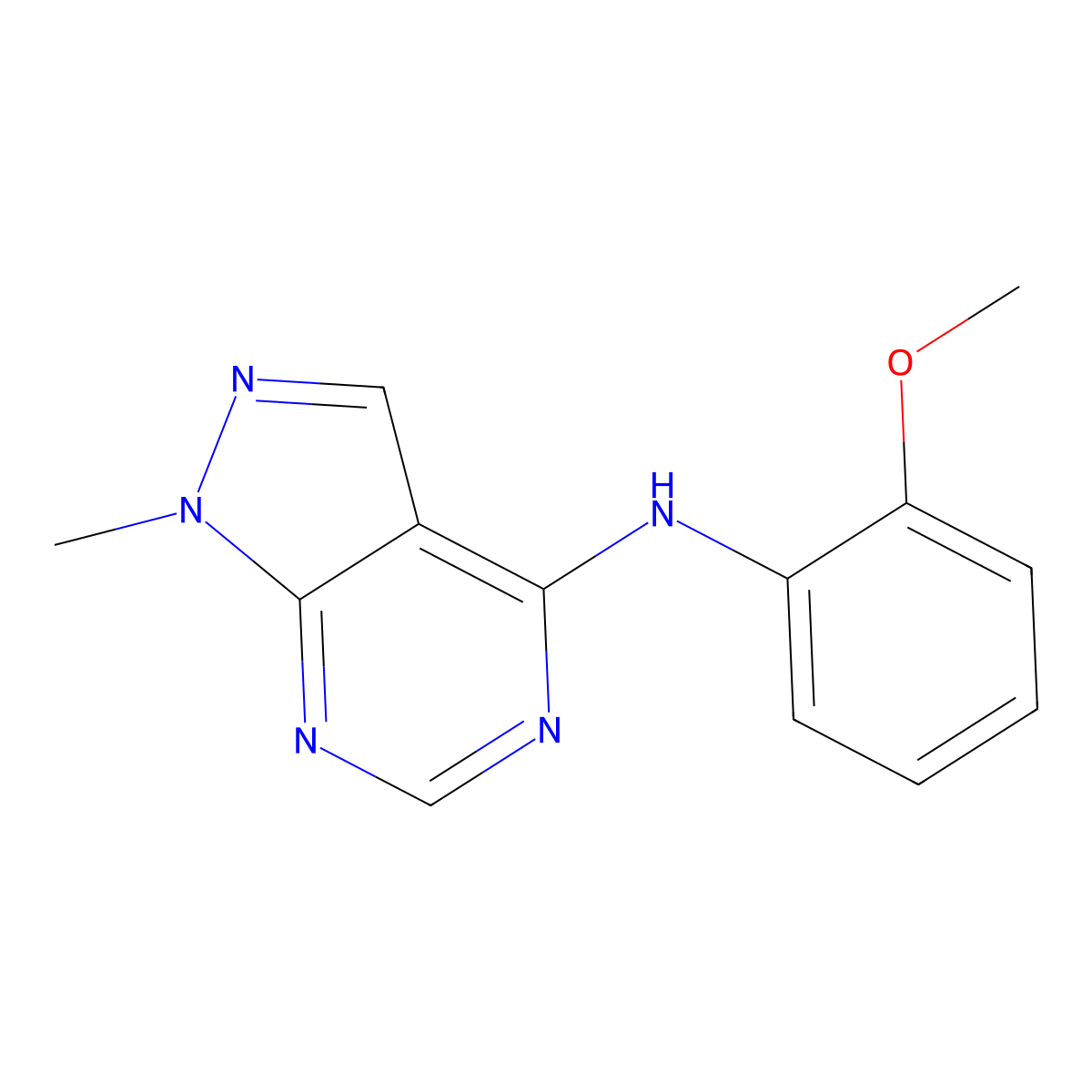 N-(2-methoxyphenyl)-1-methyl-1H-pyrazolo[3,4-d]pyrimidin-4-amine molecular structure, CAS 404837-26-9
