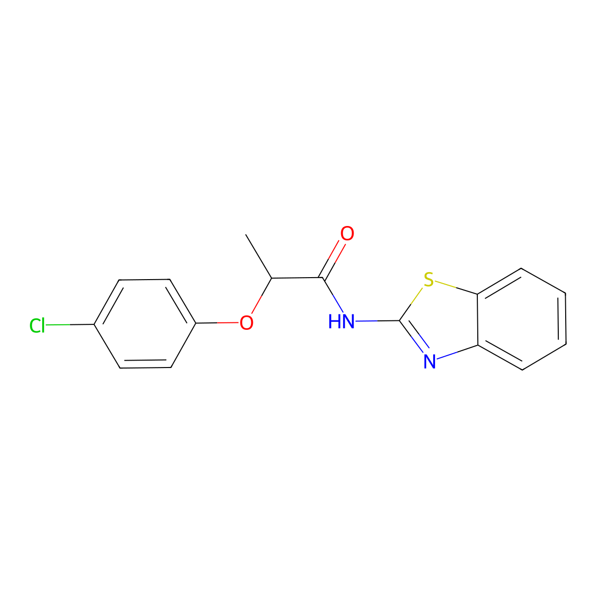N-(1,3-benzothiazol-2-yl)-2-(4-chlorophenoxy)propanamide molecular structure, CAS 404838-00-2
