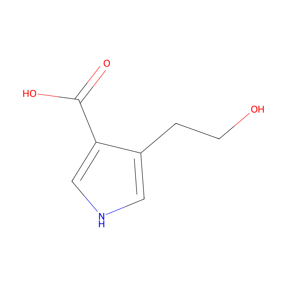 4-(2-hydroxyethyl)-1H-pyrrole-3-carboxylic acid molecular structure, CAS 404839-11-8