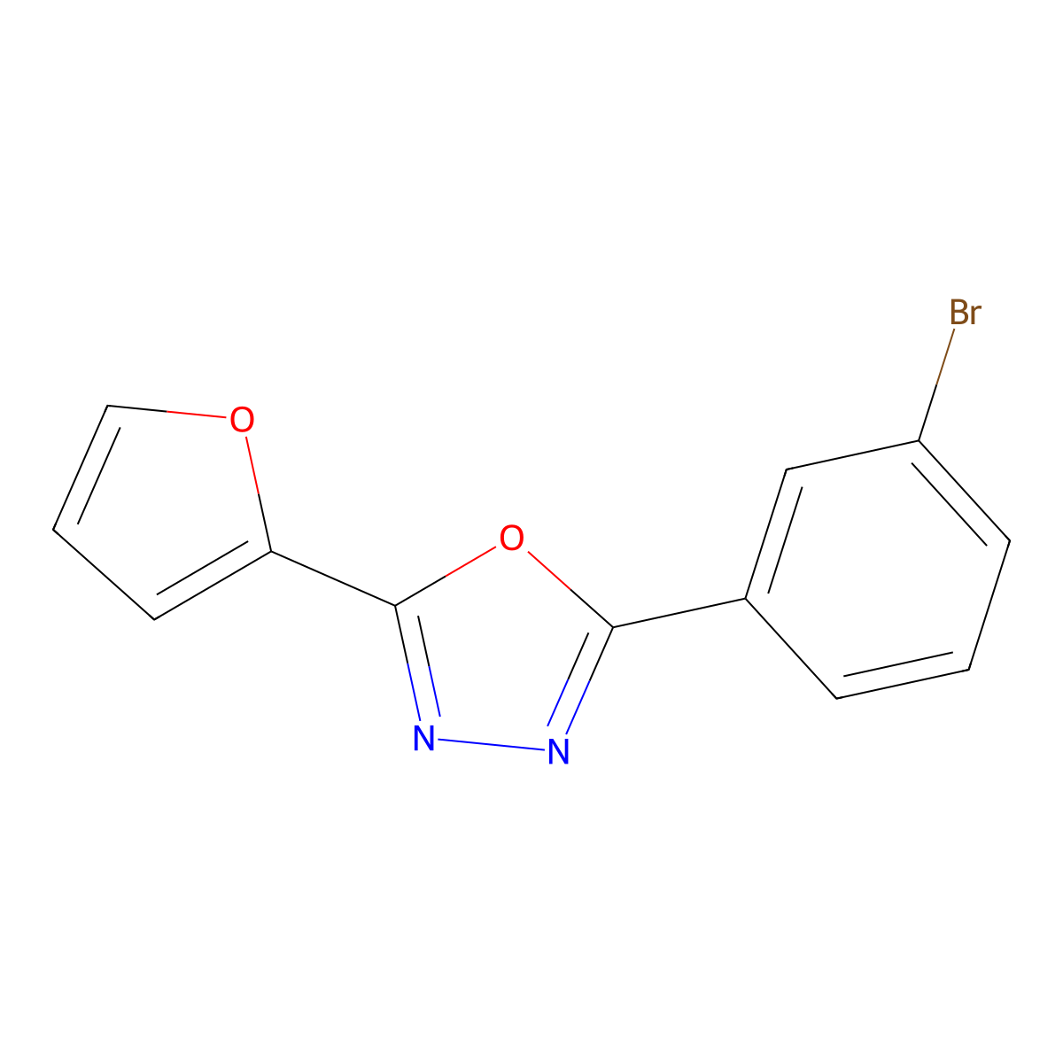 2-(3-Bromophenyl)-5-(furan-2-yl)-1,3,4-oxadiazole molecular structure, CAS 404840-57-9