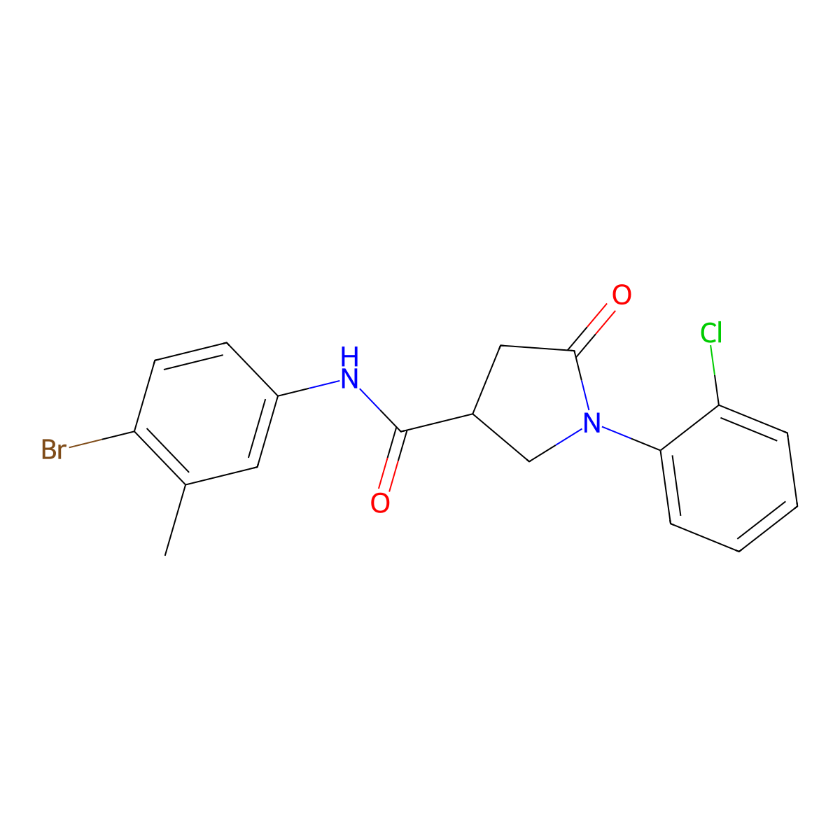 N-(4-bromo-3-methylphenyl)-1-(2-chlorophenyl)-5-oxopyrrolidine-3-carboxamide molecular structure, CAS 404841-17-4
