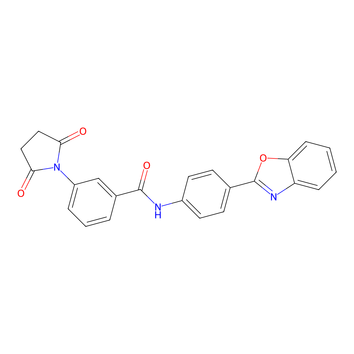 N-[4-(1,3-benzoxazol-2-yl)phenyl]-3-(2,5-dioxopyrrolidin-1-yl)benzamide molecular structure, CAS 404841-55-0