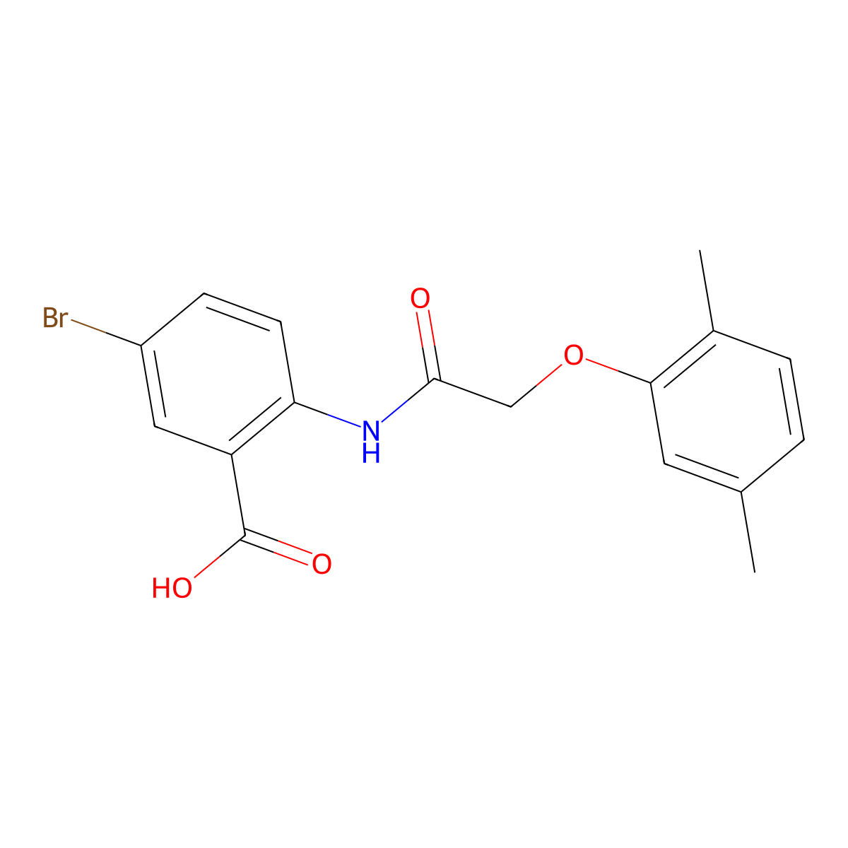 5-Bromo-2-{[(2,5-dimethylphenoxy)acetyl]amino}benzoic acid molecular structure, CAS 404841-56-1