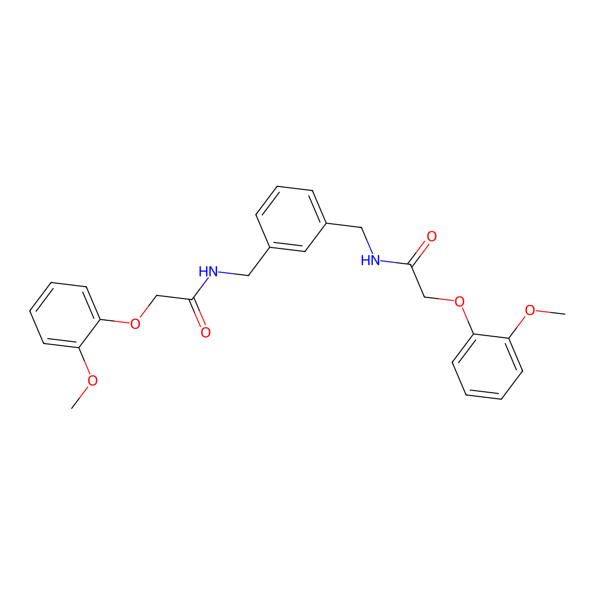 2-(2-methoxyphenoxy)-N-[[3-[[[2-(2-methoxyphenoxy)acetyl]amino]methyl]phenyl]methyl]acetamide molecular structure, CAS 404842-04-2