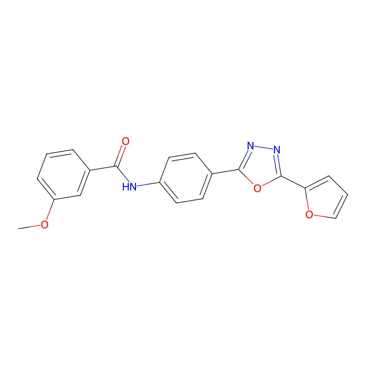 N-[4-[5-(furan-2-yl)-1,3,4-oxadiazol-2-yl]phenyl]-3-methoxybenzamide molecular structure, CAS 404843-25-0