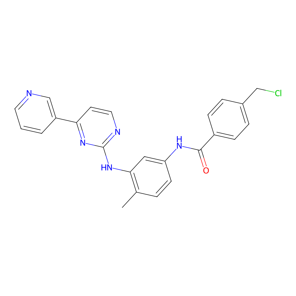 4-(Chloromethyl)-N-(4-methyl-3-((4-(3-pyridinyl)-2-pyrimidinyl)amino)phenyl)benzamide molecular structure, CAS 404844-11-7