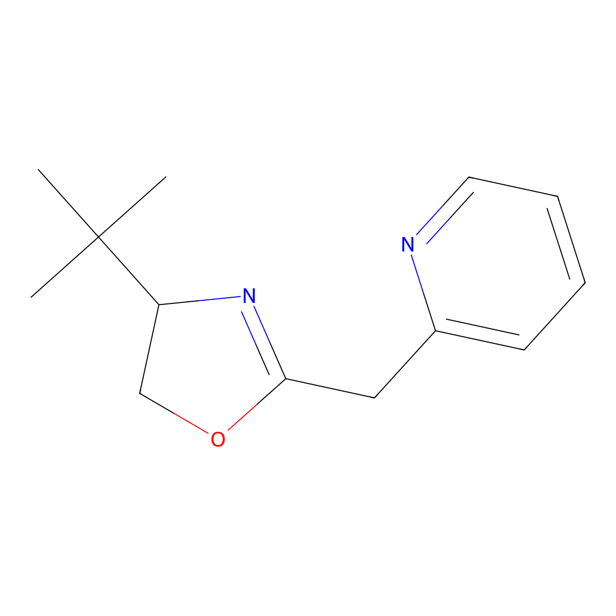 (S)-4-(tert-Butyl)-2-(pyridin-2-ylmethyl)-4,5-dihydrooxazole molecular structure, CAS 404844-77-5