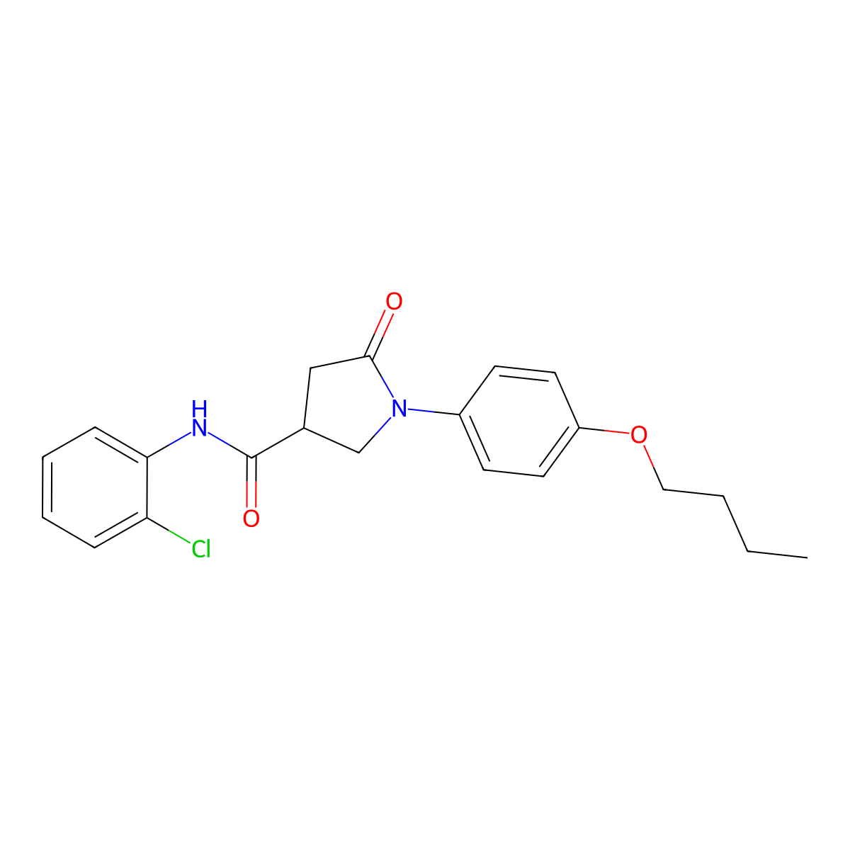 1-(4-butoxyphenyl)-N-(2-chlorophenyl)-5-oxo-3-pyrrolidinecarboxamide molecular structure, CAS 404845-39-2