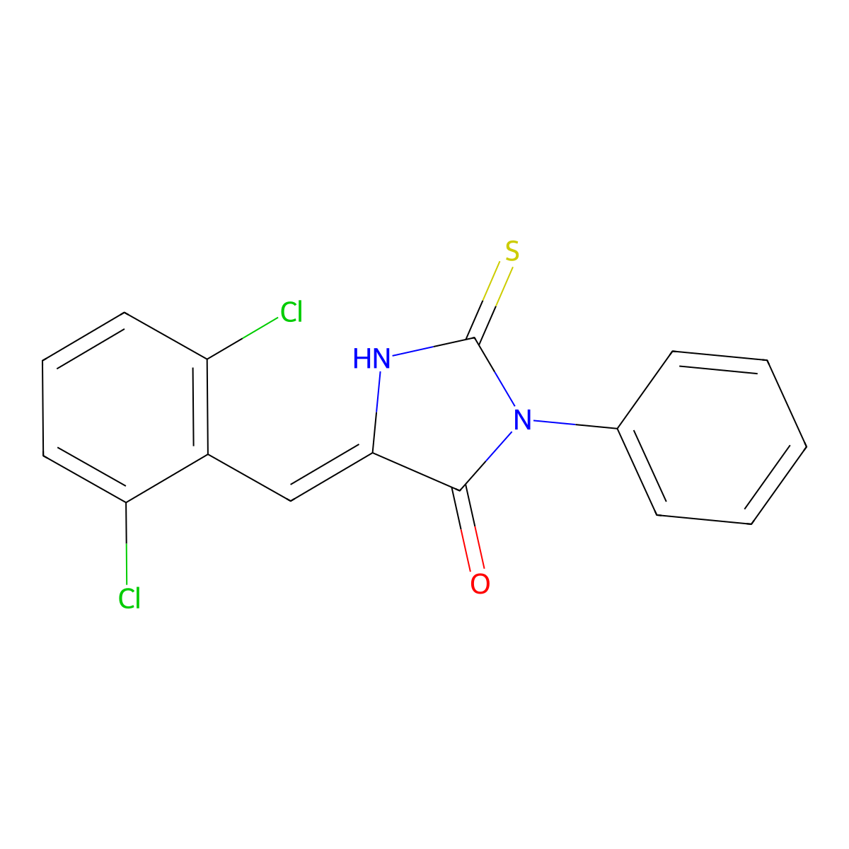 (5E)-5-(2,6-dichlorobenzylidene)-2-mercapto-3-phenyl-3,5-dihydro-4H-imidazol-4-one molecular structure, CAS 404846-05-5