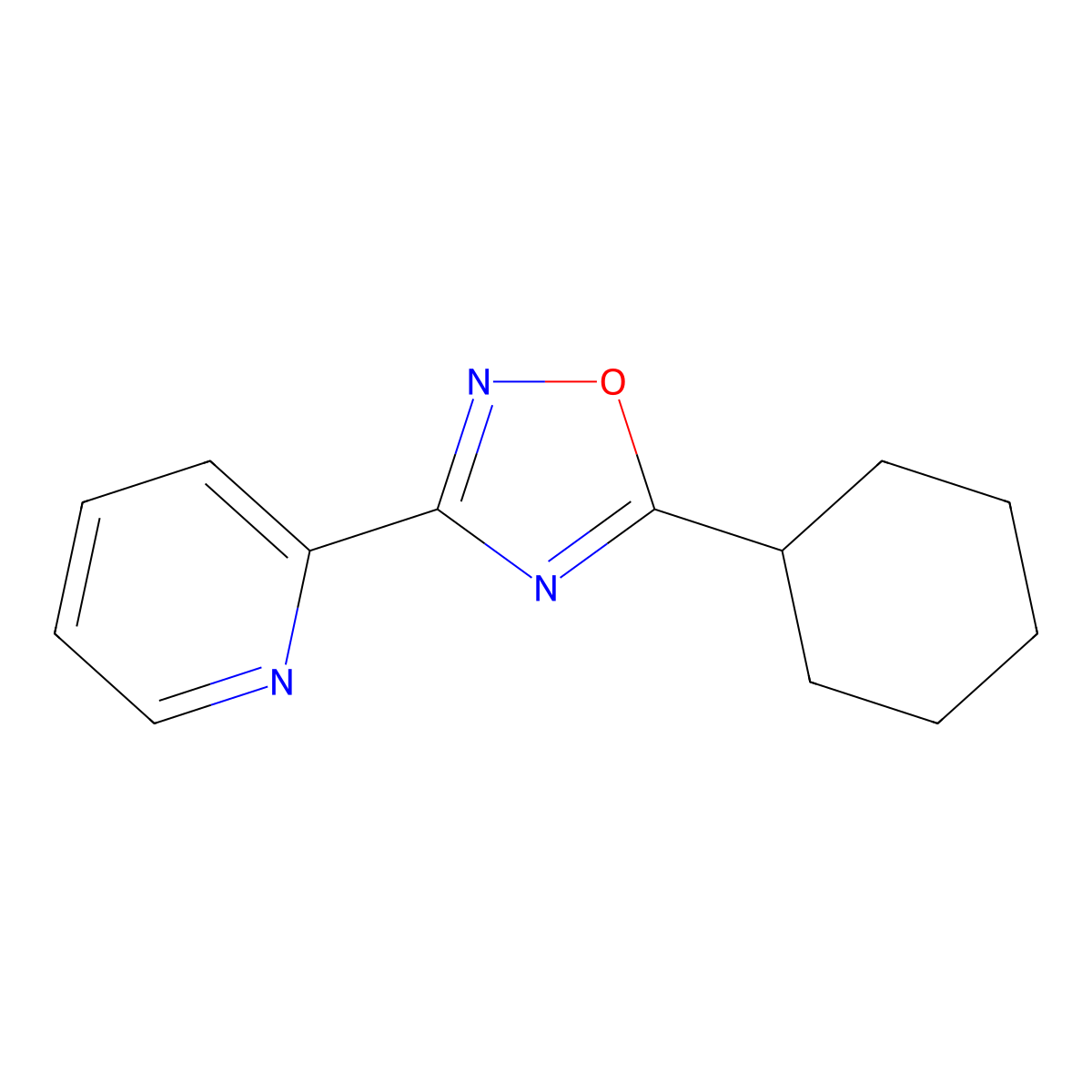 5-Cyclohexyl-3-pyridin-2-yl-1,2,4-oxadiazole molecular structure, CAS 404849-00-9
