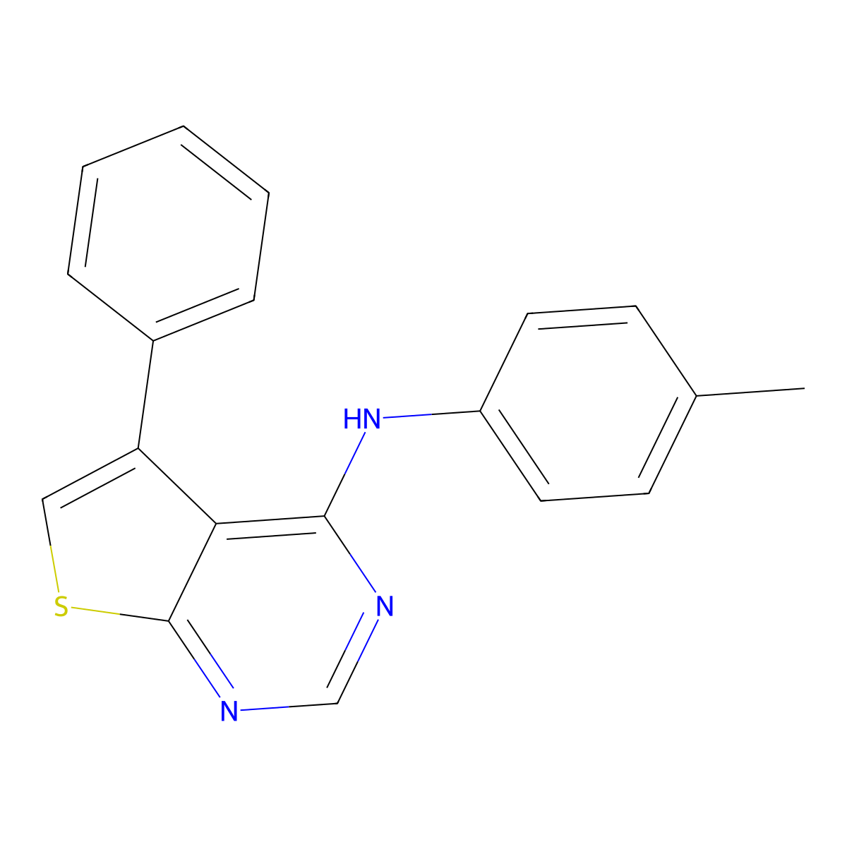 N-(4-methylphenyl)-5-phenylthieno[2,3-d]pyrimidin-4-amine molecular structure, CAS 404852-86-4