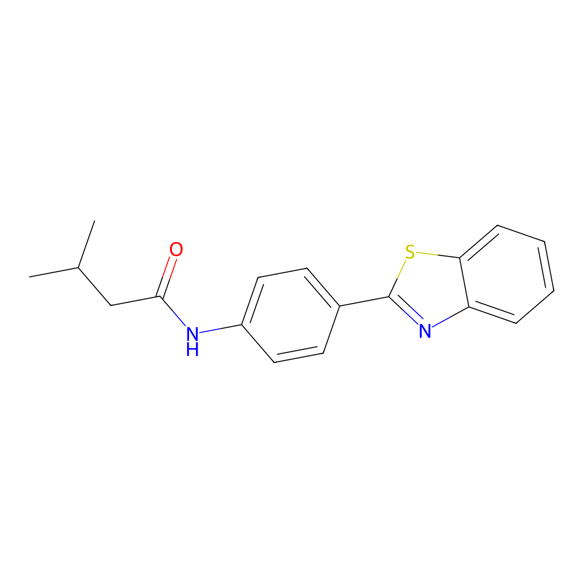 N-[4-(1,3-benzothiazol-2-yl)phenyl]-3-methylbutanamide molecular structure, CAS 404854-33-7