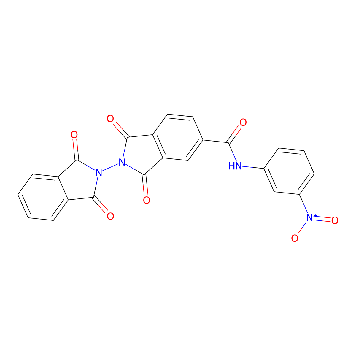 2-(1,3-dioxoisoindol-2-yl)-N-(3-nitrophenyl)-1,3-dioxoisoindole-5-carboxamide molecular structure, CAS 404855-59-0