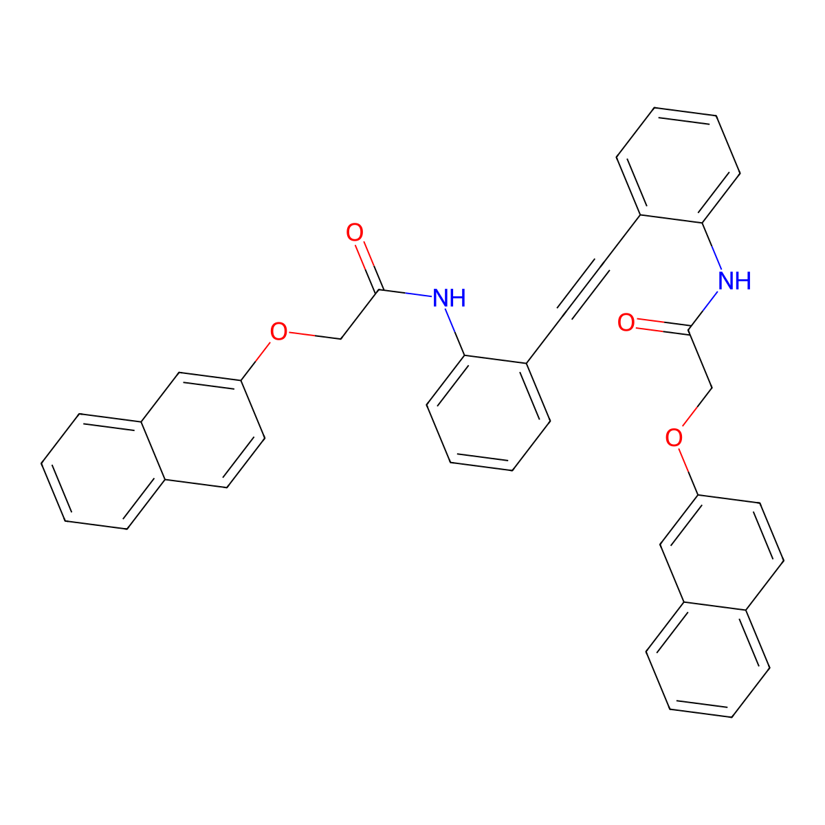 2-naphthalen-2-yloxy-N-[2-[2-[2-[(2-naphthalen-2-yloxyacetyl)amino]phenyl]ethynyl]phenyl]acetamide molecular structure, CAS 404855-85-2