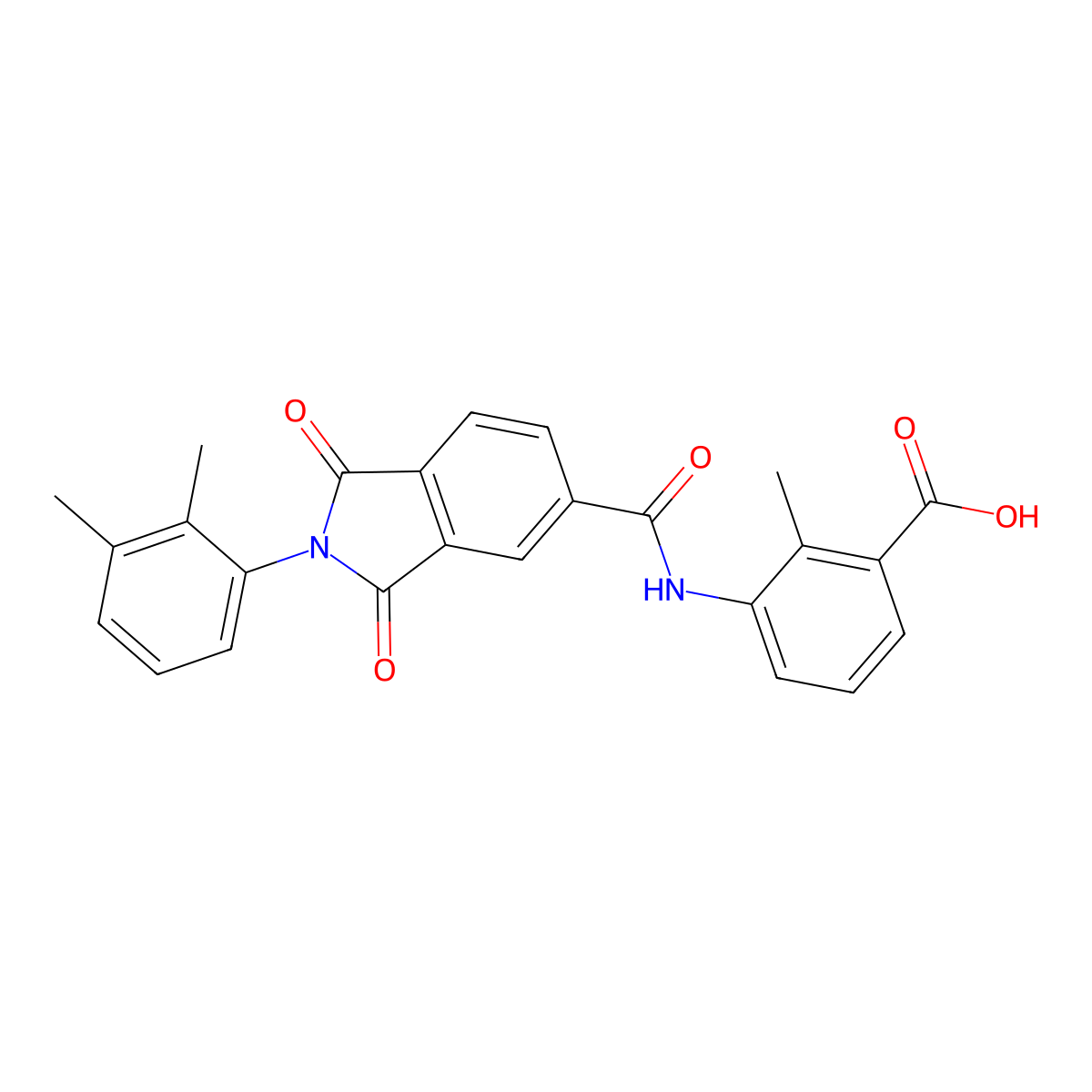 3-({[2-(2,3-dimethylphenyl)-1,3-dioxo-2,3-dihydro-1H-isoindol-5-yl]carbonyl}amino)-2-methylbenzoic acid molecular structure, CAS 404856-07-1