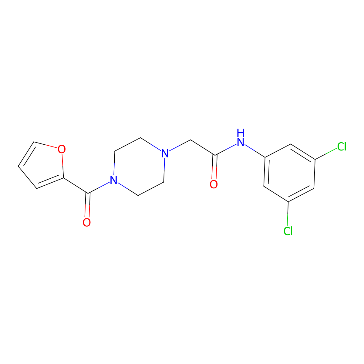 N-(3,5-dichlorophenyl)-2-[4-(furan-2-ylcarbonyl)piperazin-1-yl]acetamide molecular structure, CAS 404856-14-0