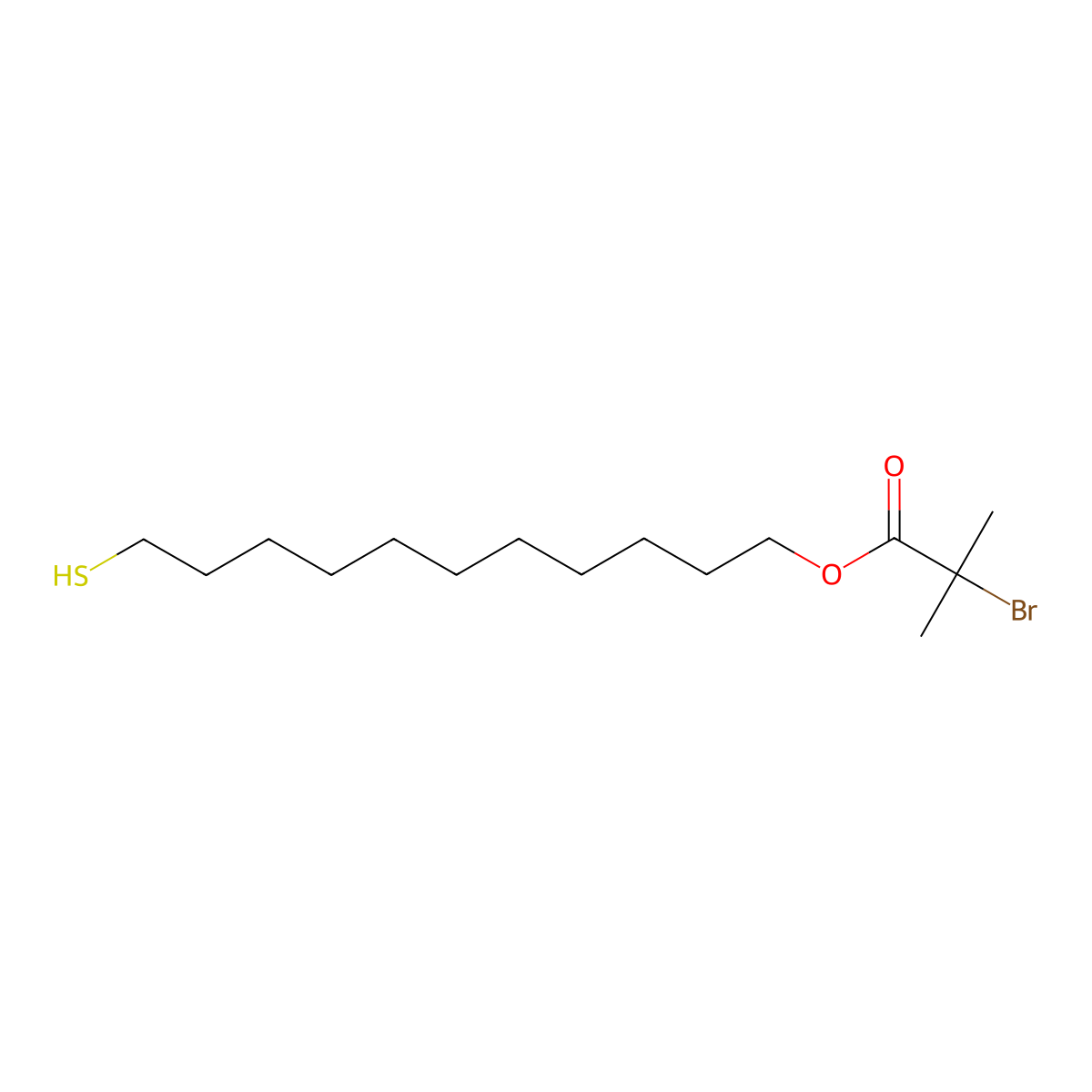 11-Mercaptoundecyl 2-Bromo-2-methylpropanoate molecular structure, CAS 404857-69-8