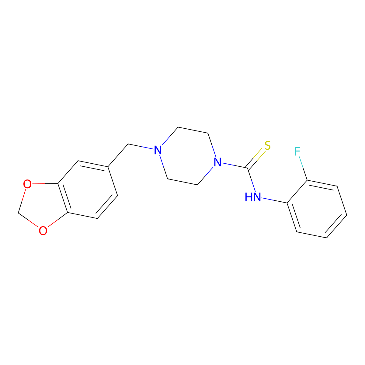 4-(1,3-benzodioxol-5-ylmethyl)-N-(2-fluorophenyl)piperazine-1-carbothioamide molecular structure, CAS 404861-55-8