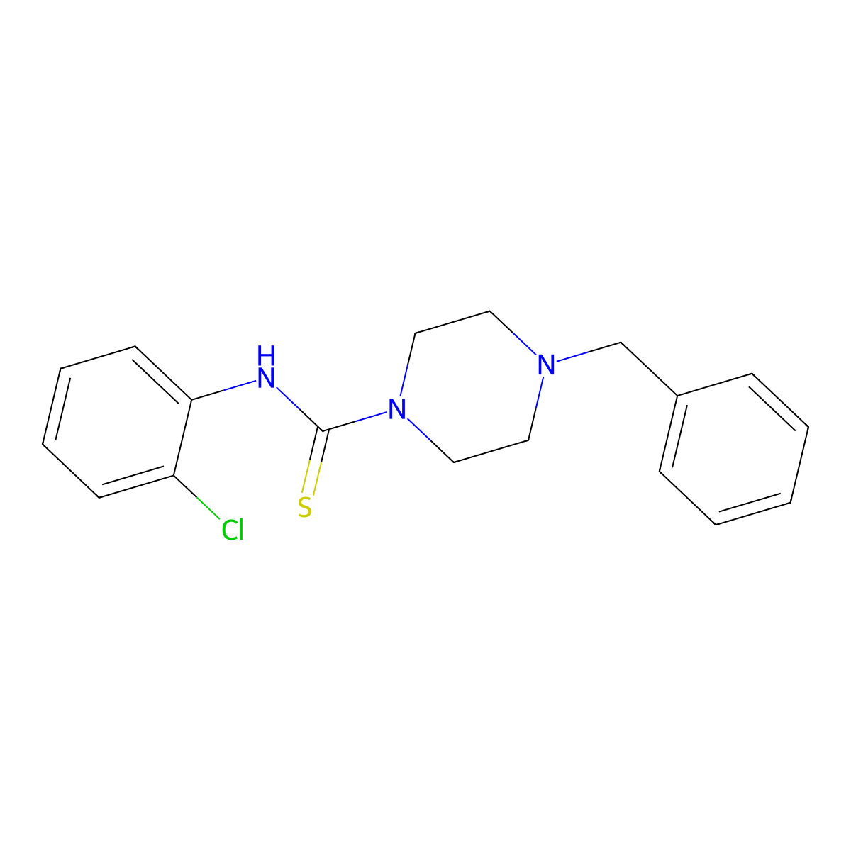 4-benzyl-N-(2-chlorophenyl)piperazine-1-carbothioamide molecular structure, CAS 404862-48-2
