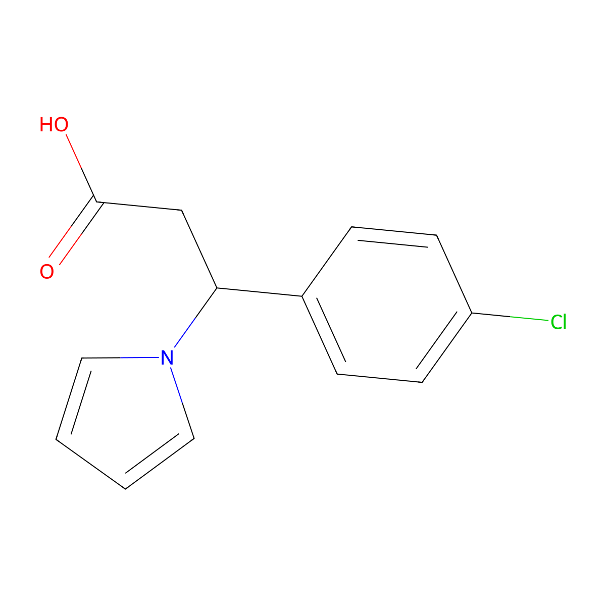3-(4-chlorophenyl)-3-(1H-pyrrol-1-yl)propanoic acid molecular structure, CAS 404869-77-8
