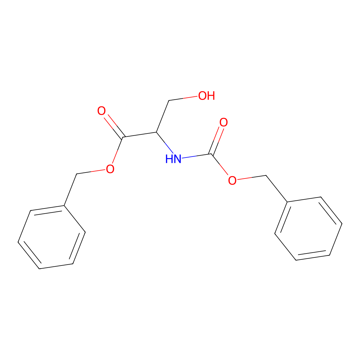 Benzyl 3-hydroxy-2-(phenylmethoxycarbonylamino)propanoate molecular structure, CAS 40489-45-0