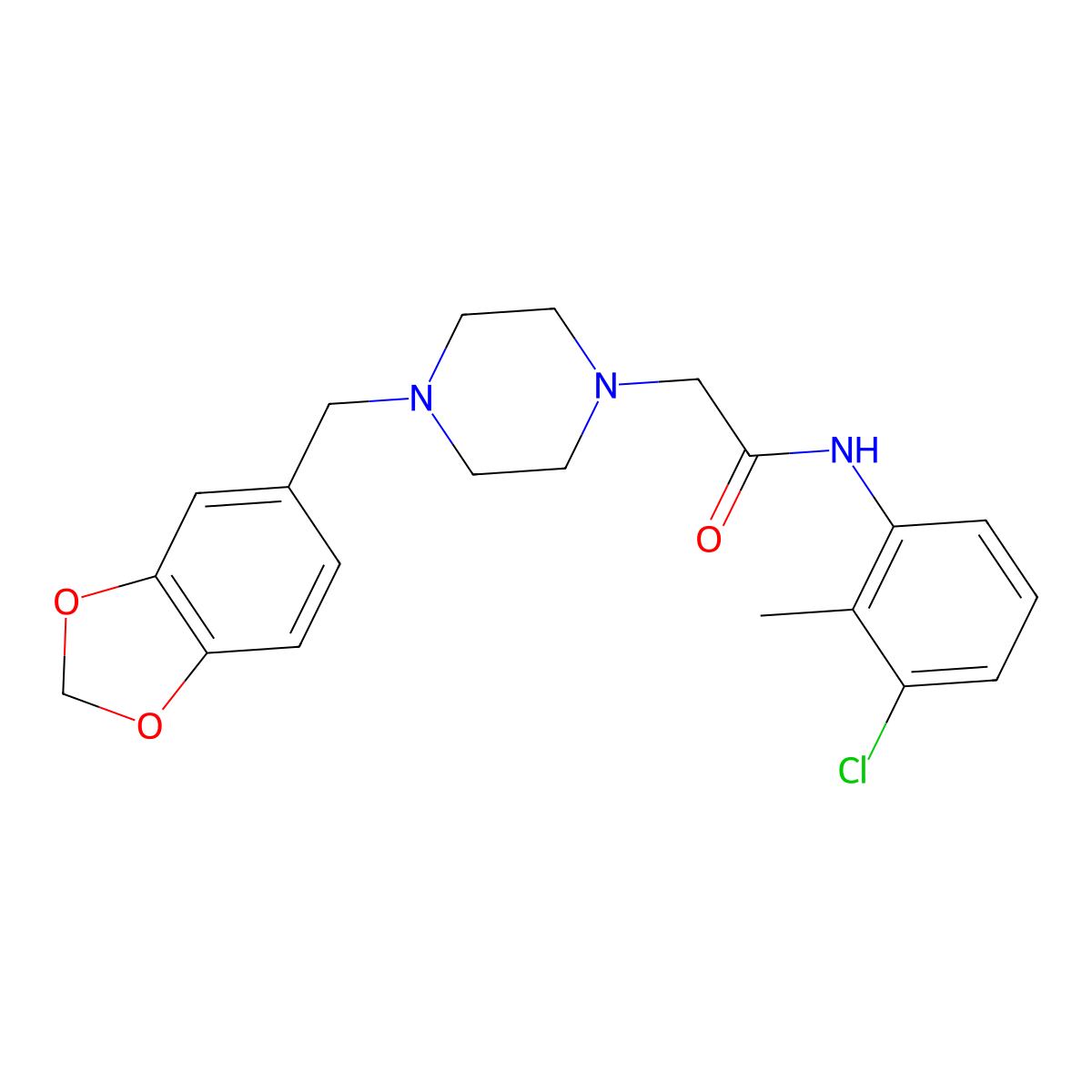 2-[4-(1,3-benzodioxol-5-ylmethyl)piperazin-1-yl]-N-(3-chloro-2-methylphenyl)acetamide molecular structure, CAS 404897-66-1