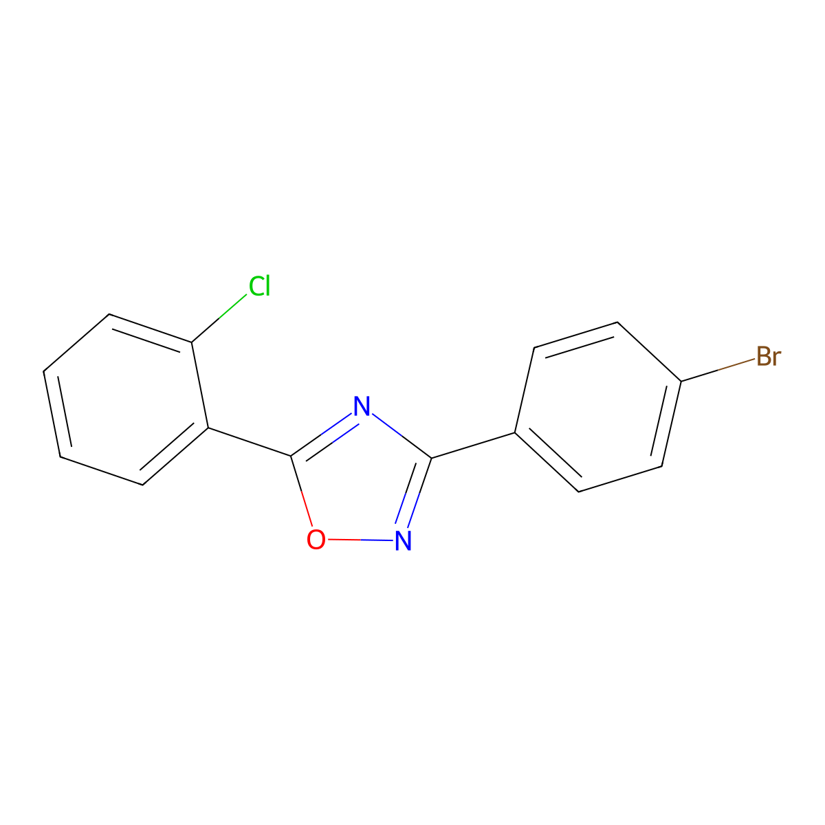 3-(4-Bromophenyl)-5-(2-chlorophenyl)-1,2,4-oxadiazole molecular structure, CAS 404900-69-2