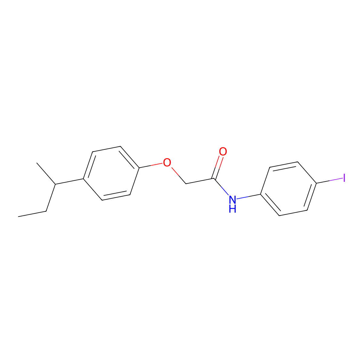 2-(4-butan-2-ylphenoxy)-N-(4-iodophenyl)acetamide molecular structure, CAS 404902-96-1